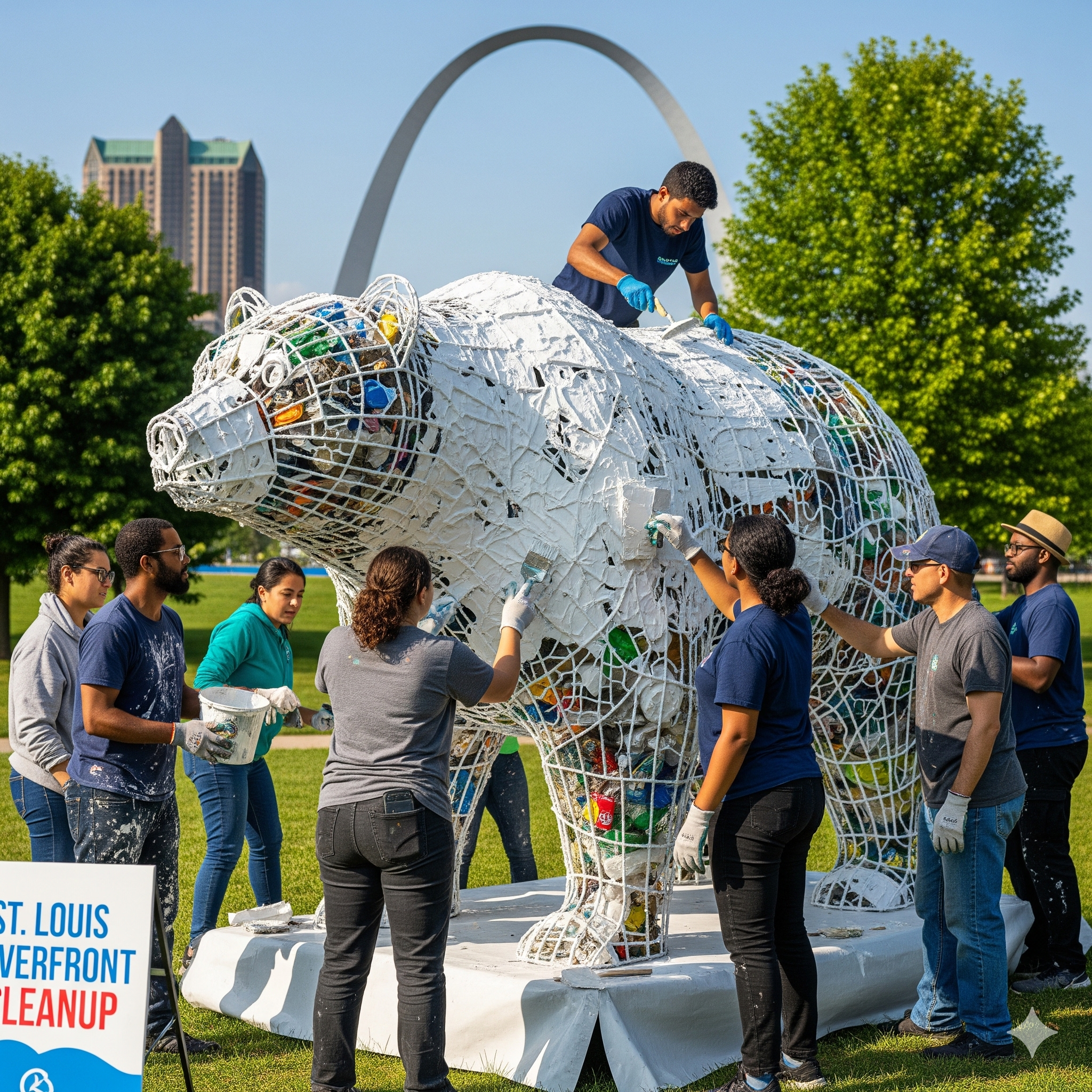 Vision of trash sculptures in St. Louis